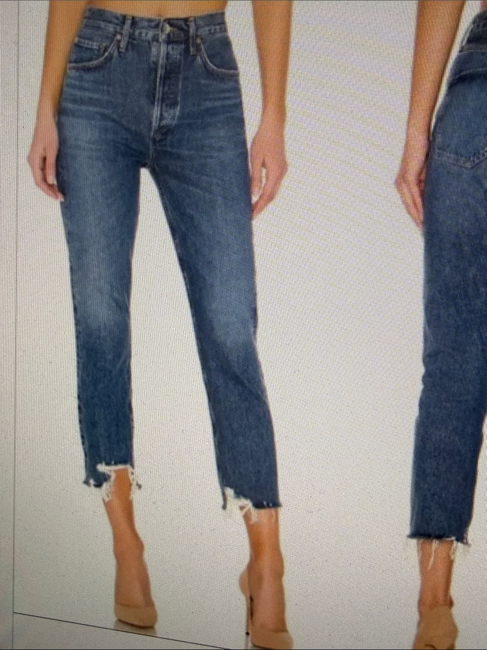 Agolde Riley HighRise Straight Crop Jean Distressed Button Fly Cut frayed Hem 28